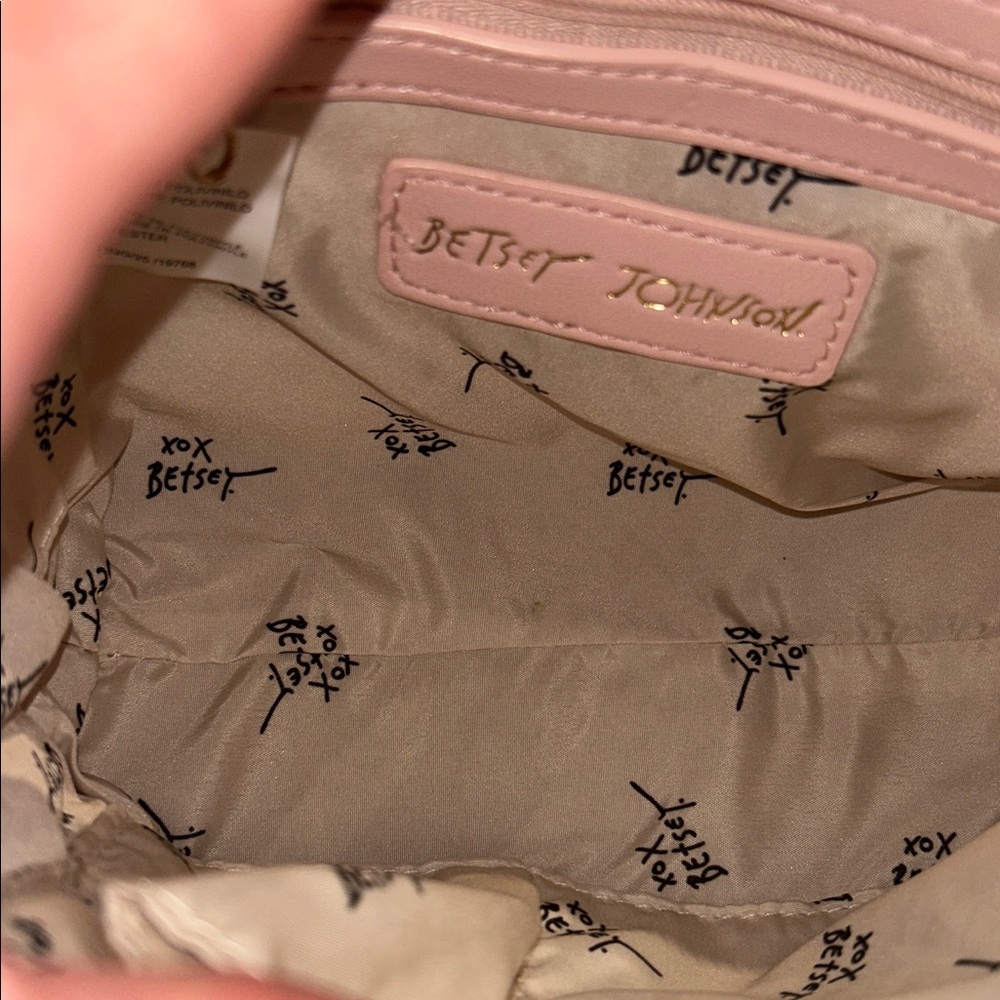 Betsey Johnson Blush Pink Heart Quilted Mini Bag with Teddy Charm 8”x 6”x 3” NWT - Picture 9 of 10